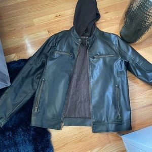 Guess stylish hooded leather-look jacket